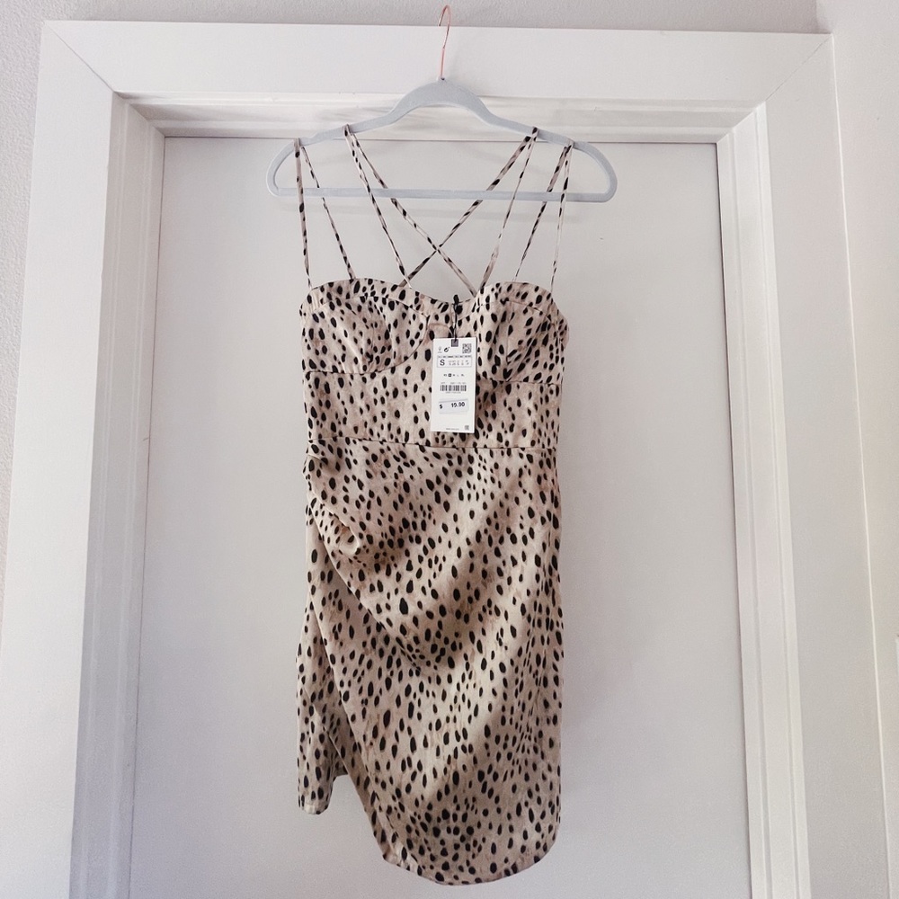 ZARA Mini Dress NWT - Cheetah / Leopard strappy dress